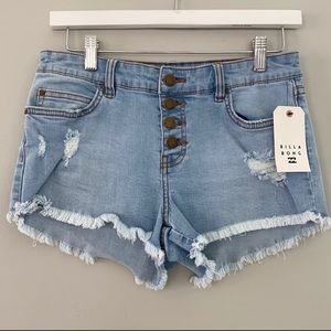 Billabong Buttoned Up Denim Shorts - washed denim